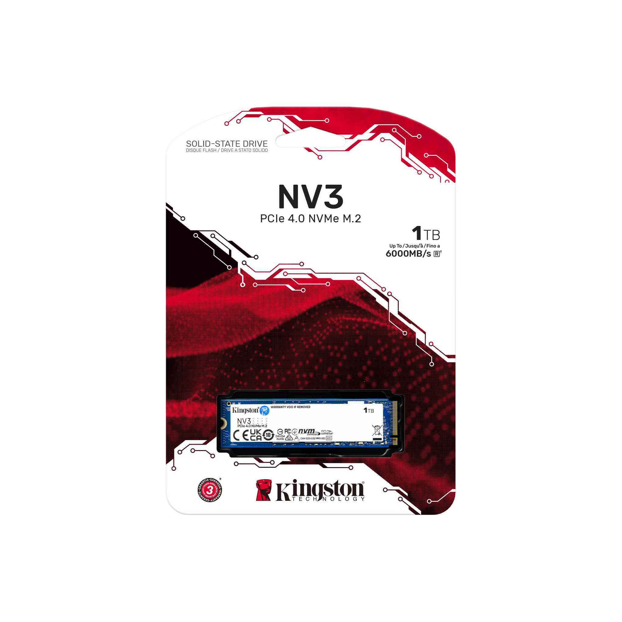 DISQUE DUR SSD KINGSTON 1000 GO SÉRIE NV3 M.2 2280 NVME