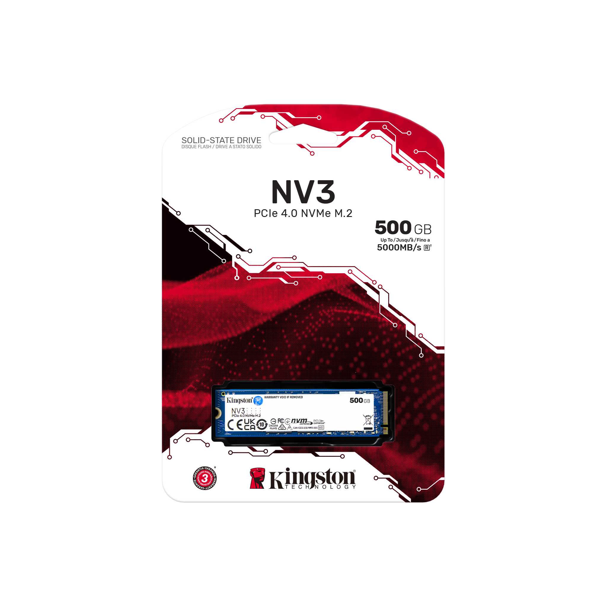 DISQUE DUR SSD KINGSTON 500 GO SÉRIE NV3 M.2 2280 NVME